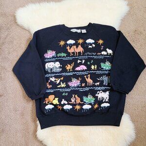 Vintage Barbra Sue Noah's Ark Sweat Top Medium